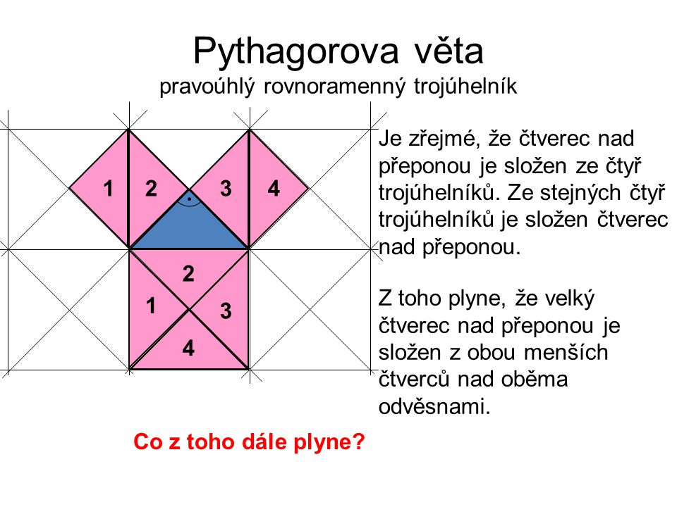Pythagorova věta pravoúhlý rovnoramenný trojúhelník