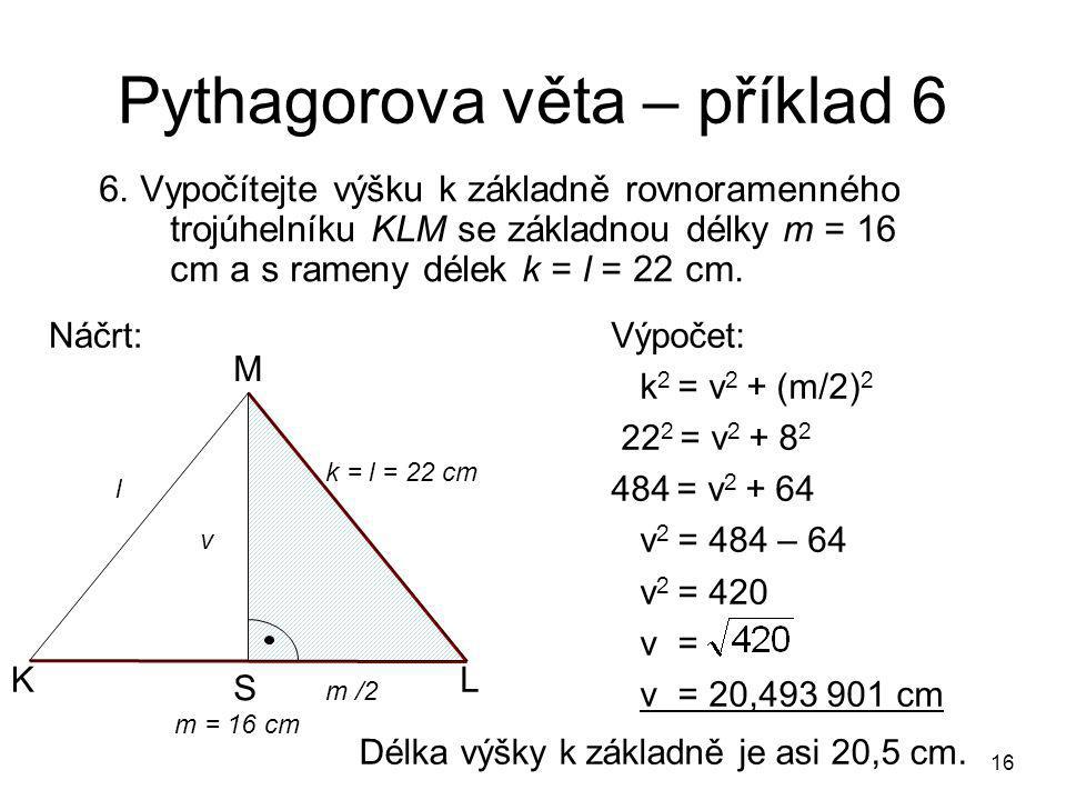 Pythagorova věta – příklad 6