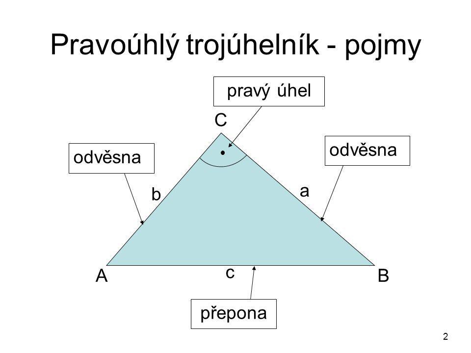 Pravoúhlý trojúhelník - pojmy