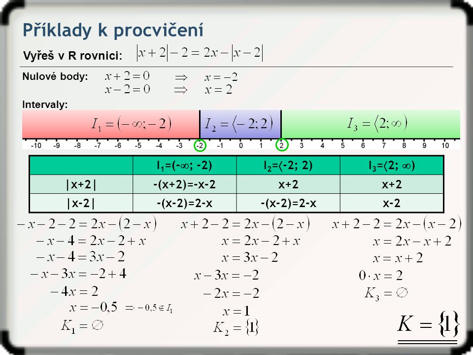 Příklady k procvičení Vyřeš v R rovnici: I1=(-; -2) I2=-2; 2)