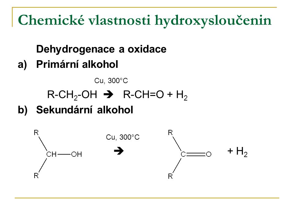 Chemické vlastnosti hydroxysloučenin