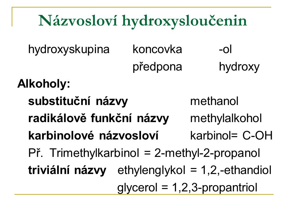 Názvosloví hydroxysloučenin