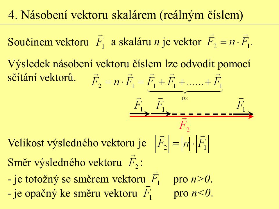 4. Násobení vektoru skalárem (reálným číslem)