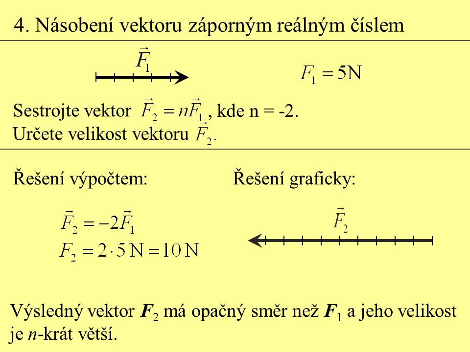 4. Násobení vektoru záporným reálným číslem