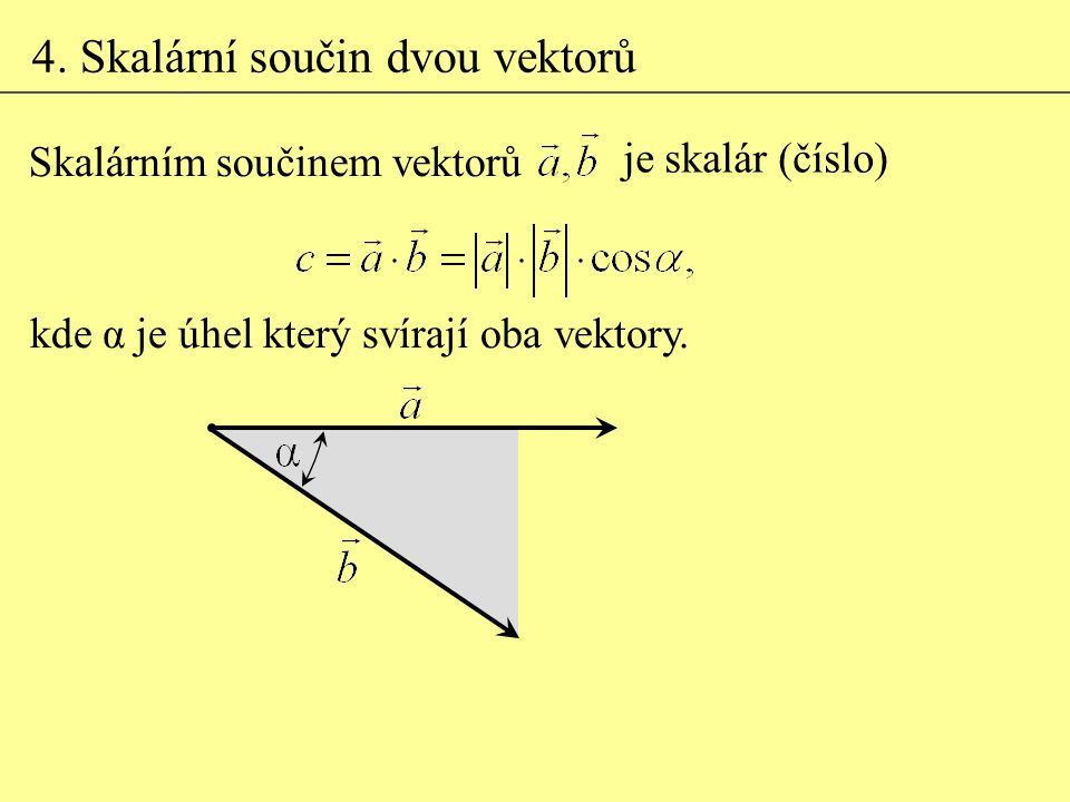 4. Skalární součin dvou vektorů