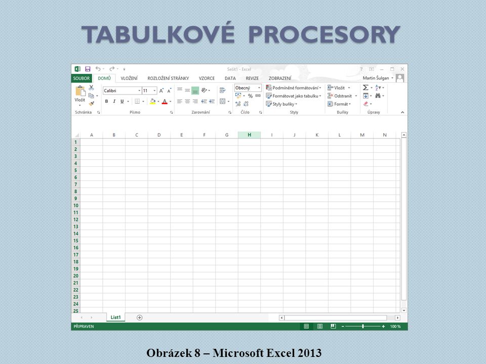 Tabulkové procesory Obrázek 8 – Microsoft Excel 2013