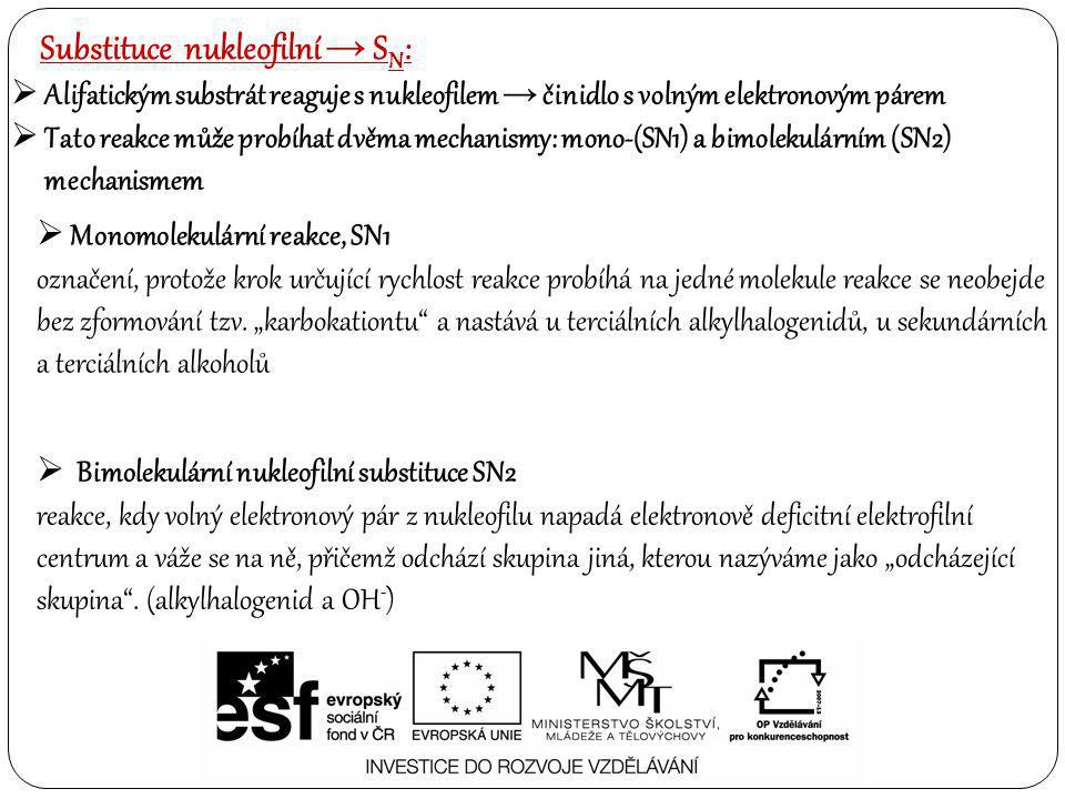 Substituce nukleofilní → SN: