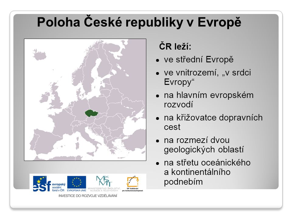 Poloha České republiky v Evropě