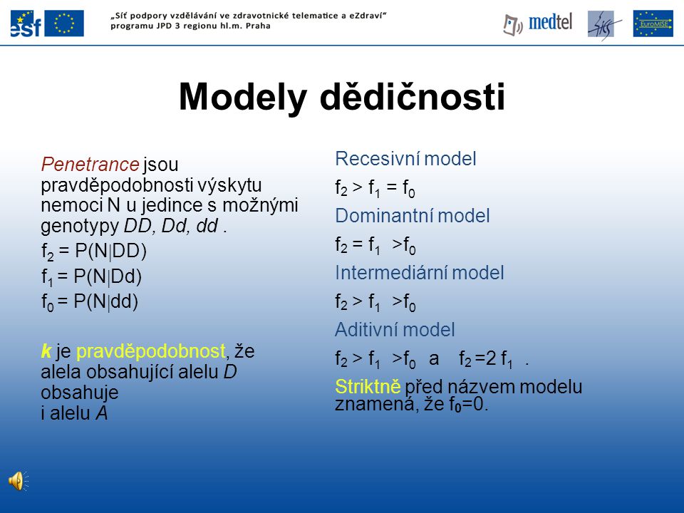 Modely dědičnosti Recesivní model