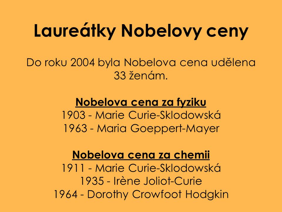 Laureátky Nobelovy ceny