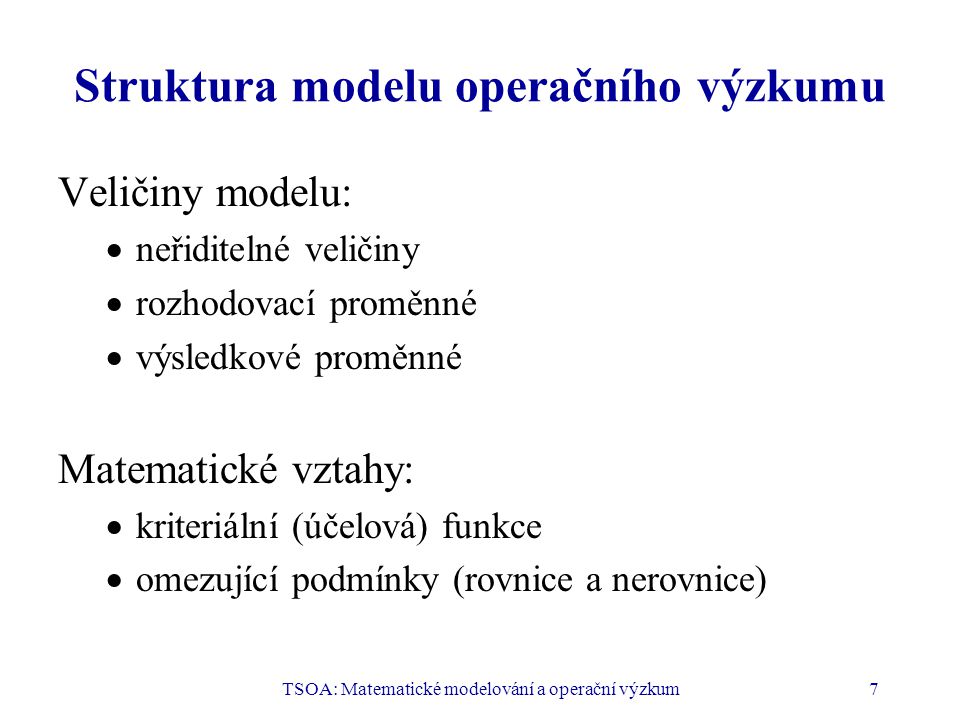 Struktura modelu operačního výzkumu