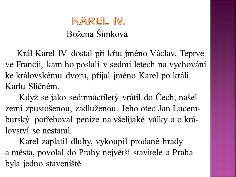 KAREL IV. Božena Šimková