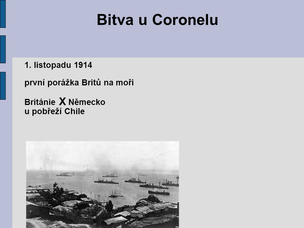 Bitva u Coronelu 1. listopadu 1914 první porážka Britů na moři