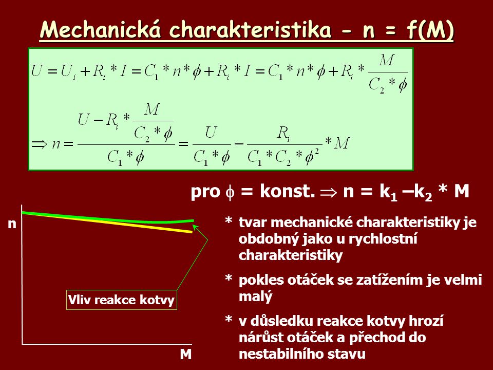 Mechanická charakteristika - n = f(M)