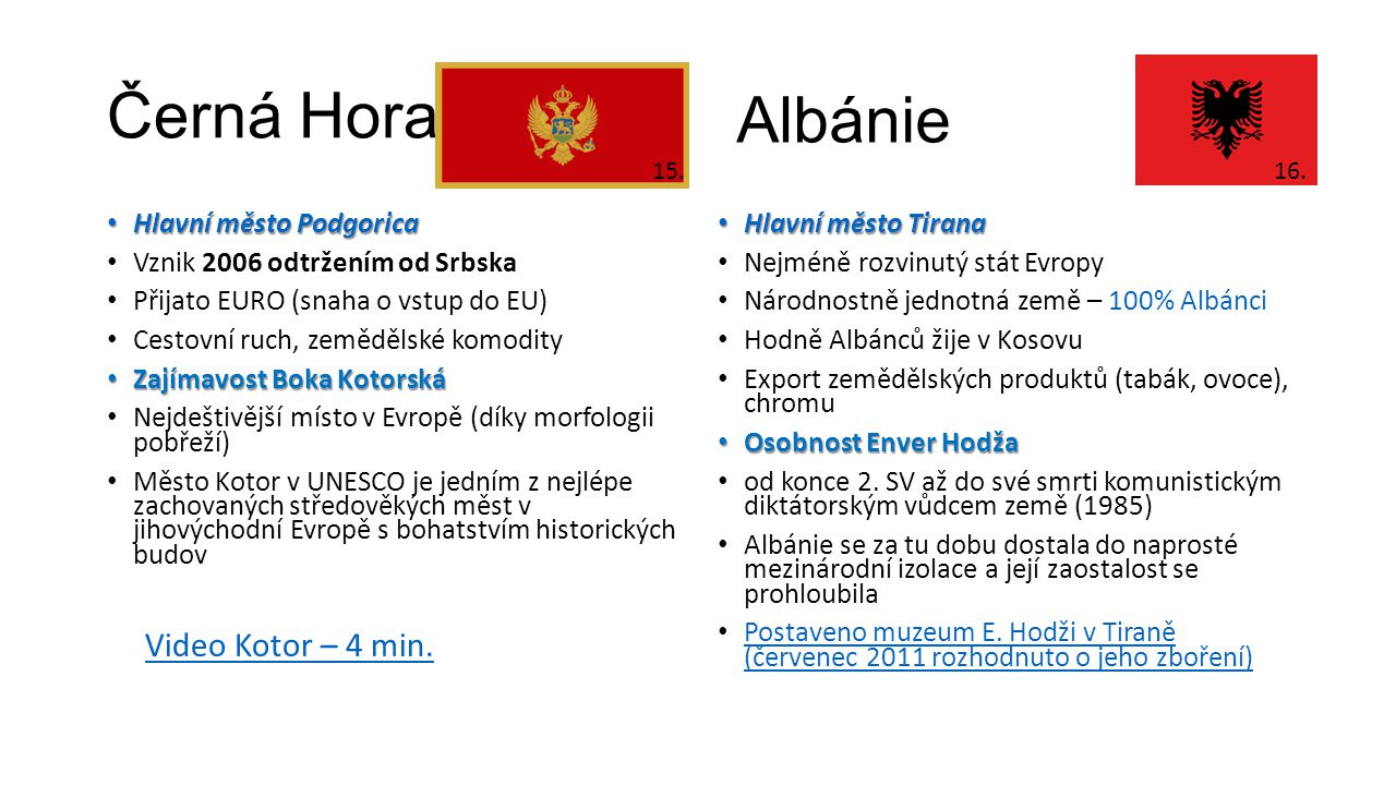 Černá Hora Albánie Video Kotor – 4 min. Hlavní město Podgorica