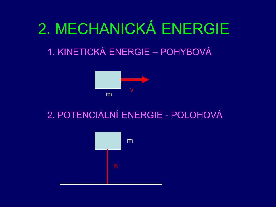 2. MECHANICKÁ ENERGIE KINETICKÁ ENERGIE – POHYBOVÁ