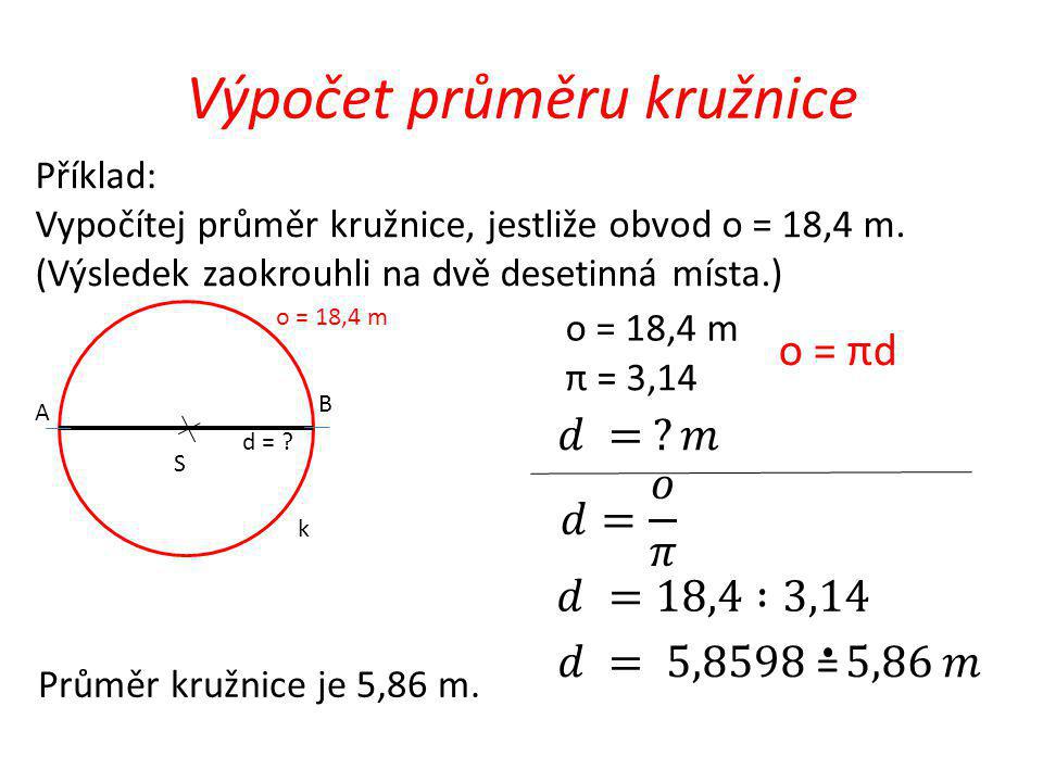 Výpočet průměru kružnice