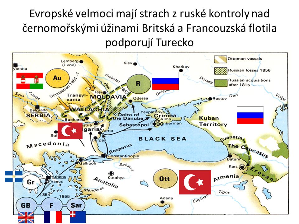 Evropské velmoci mají strach z ruské kontroly nad černomořskými úžinami Britská a Francouzská flotila podporují Turecko