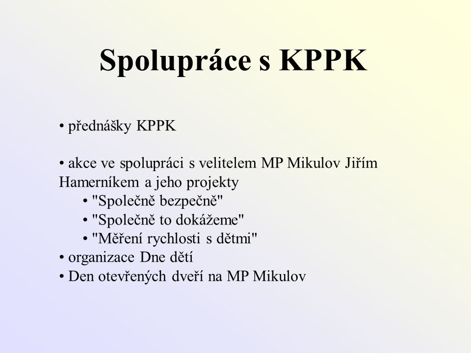 Spolupráce s KPPK přednášky KPPK