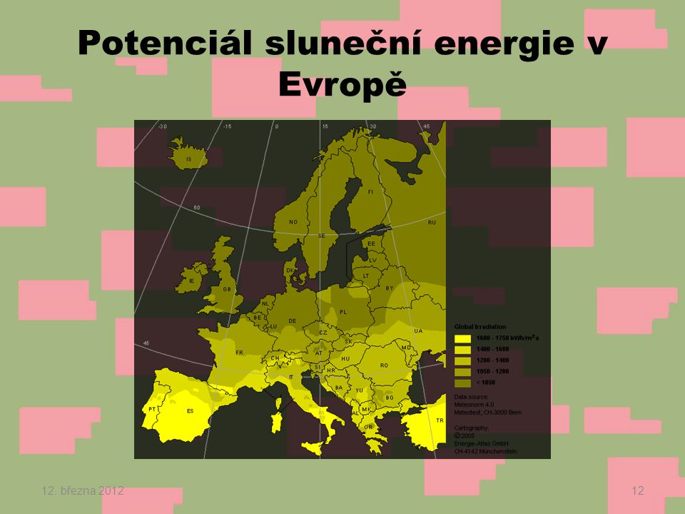 Potenciál sluneční energie v Evropě