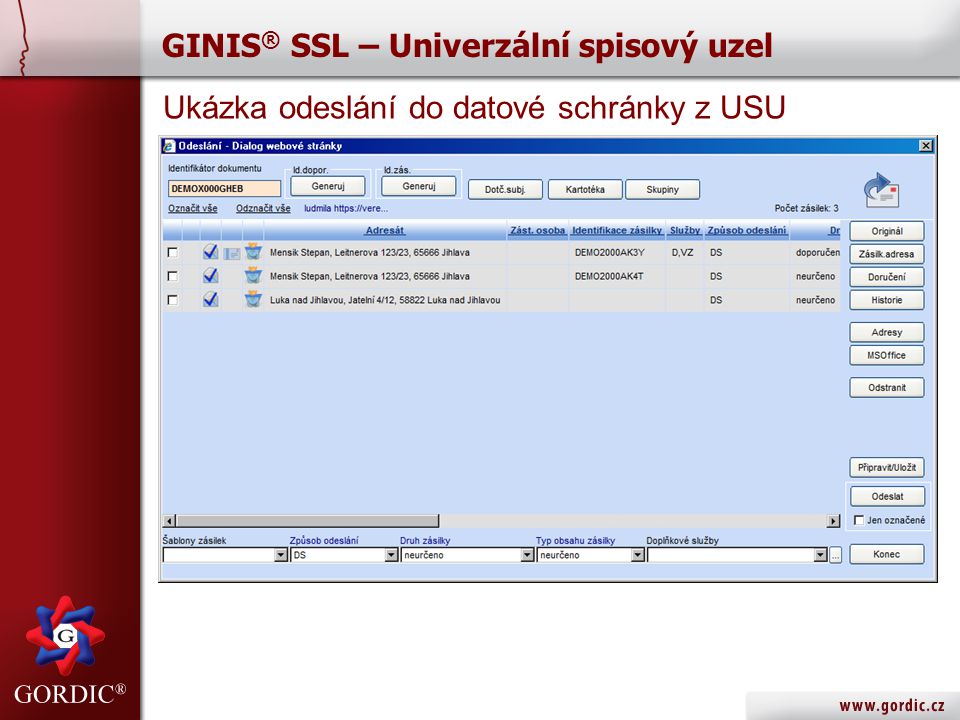 GINIS® SSL – Univerzální spisový uzel