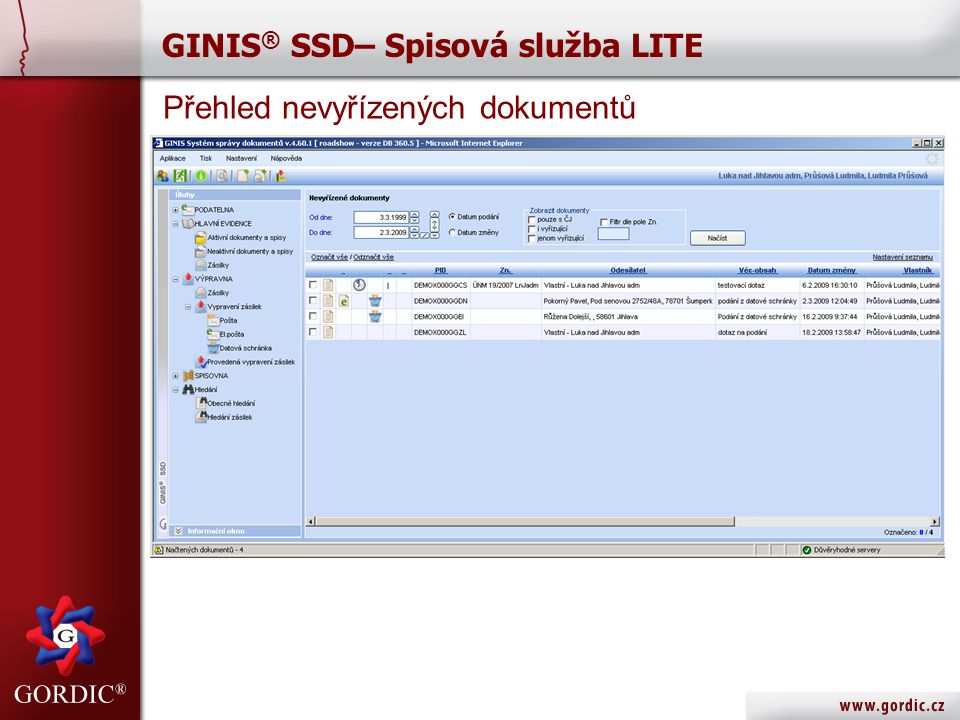 GINIS® SSD– Spisová služba LITE