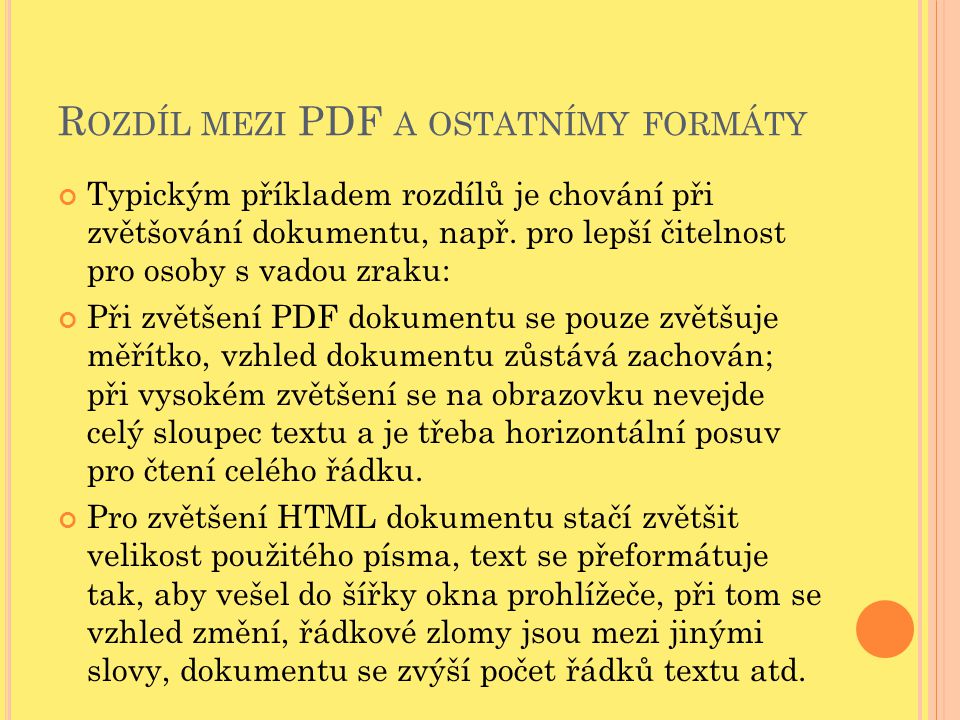 Rozdíl mezi PDF a ostatnímy formáty
