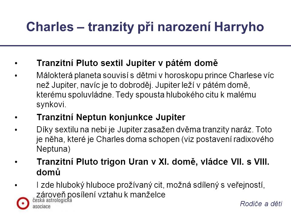 Charles – tranzity při narození Harryho