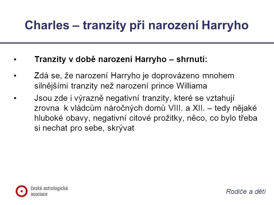 Charles – tranzity při narození Harryho