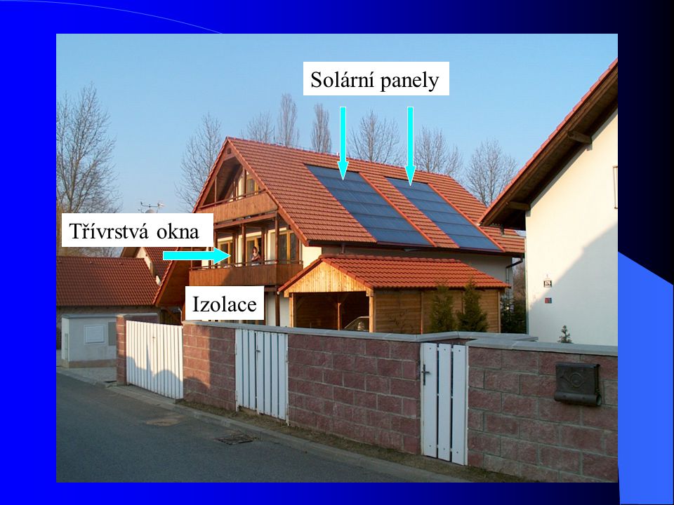 Solární panely Třívrstvá okna Izolace
