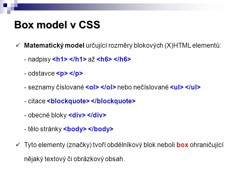 Box model v CSS