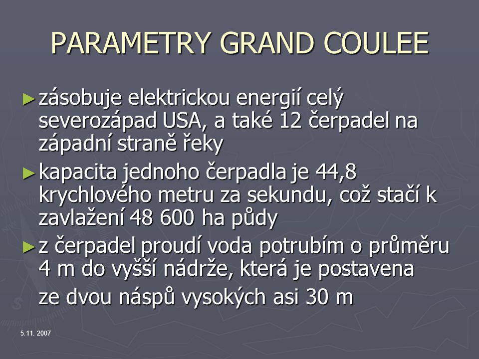 PARAMETRY GRAND COULEE