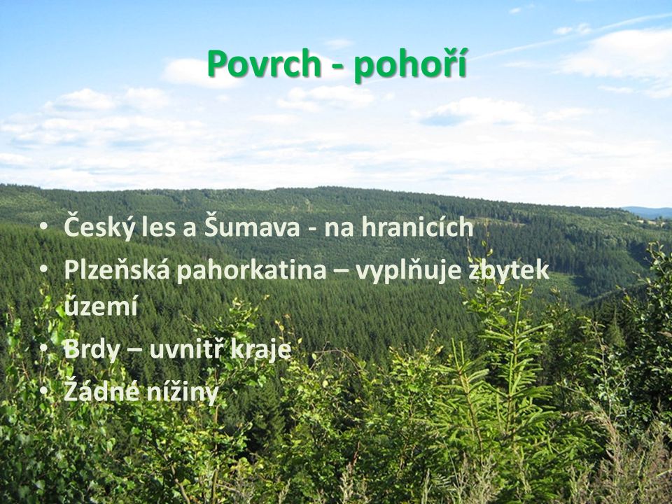 Povrch - pohoří Český les a Šumava - na hranicích