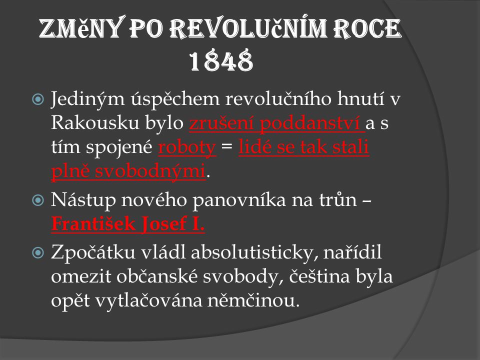 Změny po revolučním roce 1848