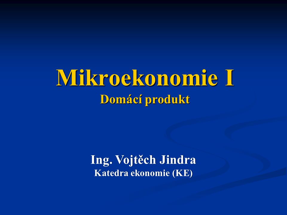 Mikroekonomie I Domácí produkt