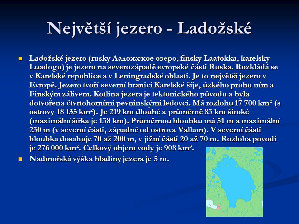 Největší jezero - Ladožské