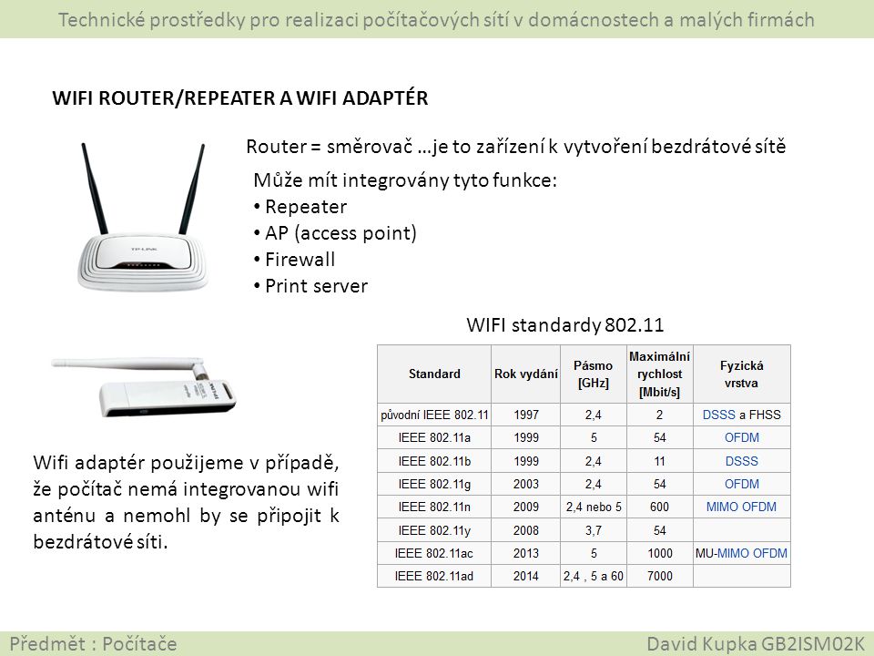 WIFI ROUTER/REPEATER A WIFI ADAPTÉR