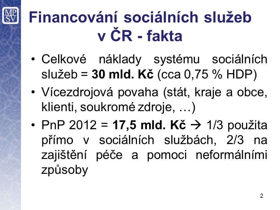 Financování sociálních služeb v ČR - fakta