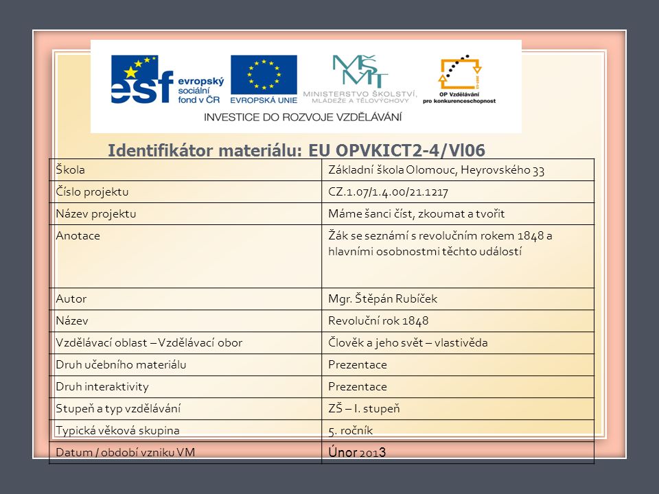 Identifikátor materiálu: EU OPVKICT2-4/Vl06