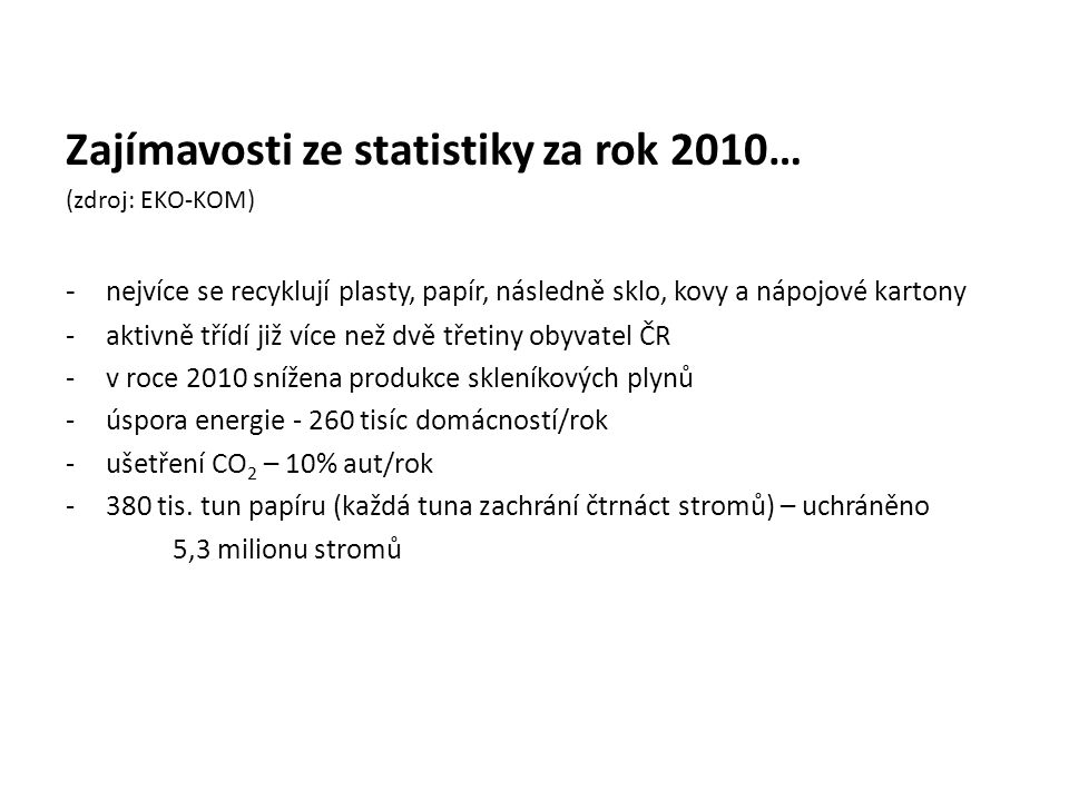 Zajímavosti ze statistiky za rok 2010…