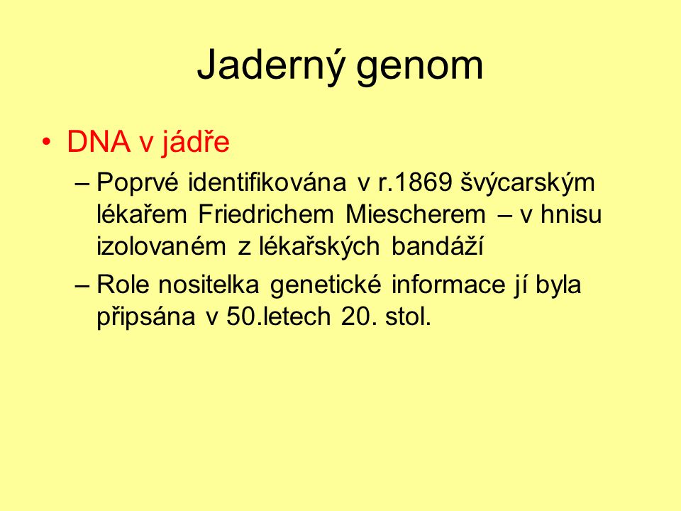 Jaderný genom DNA v jádře