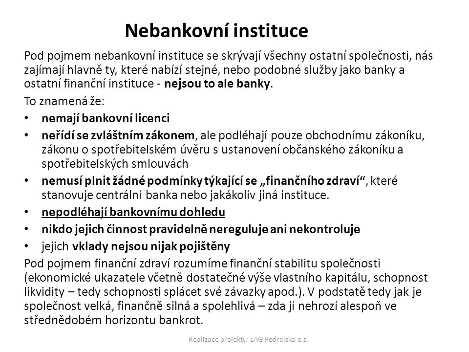 Co to je nebankovní instituce?