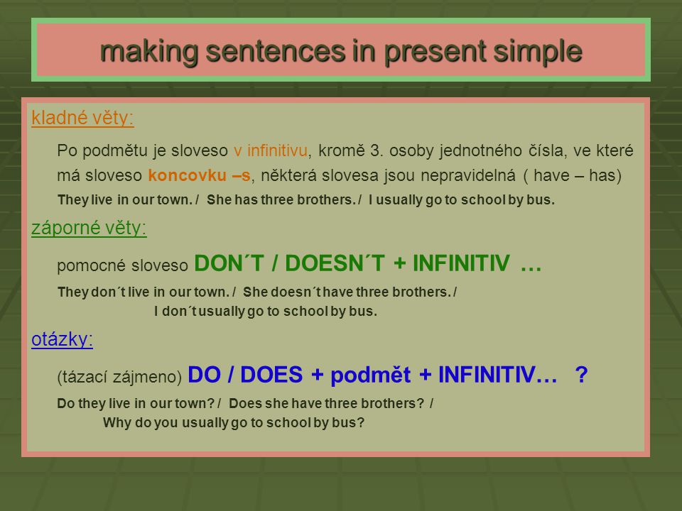 making sentences in present simple