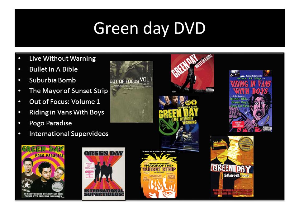 Green day DVD Live Without Warning Bullet In A Bible Suburbia Bomb