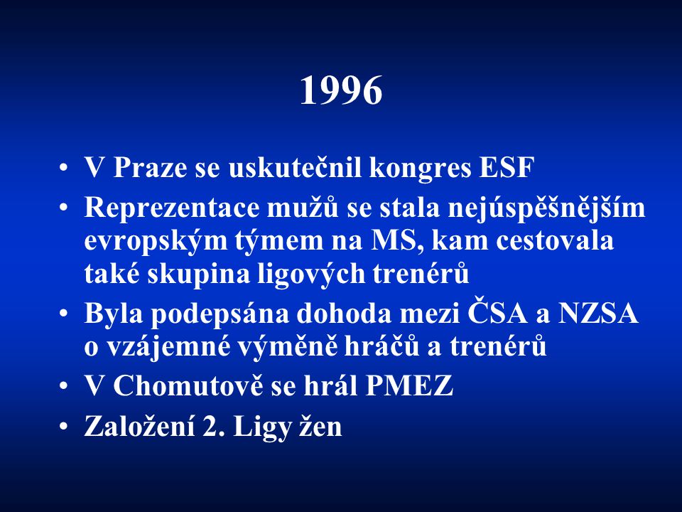 1996 V Praze se uskutečnil kongres ESF