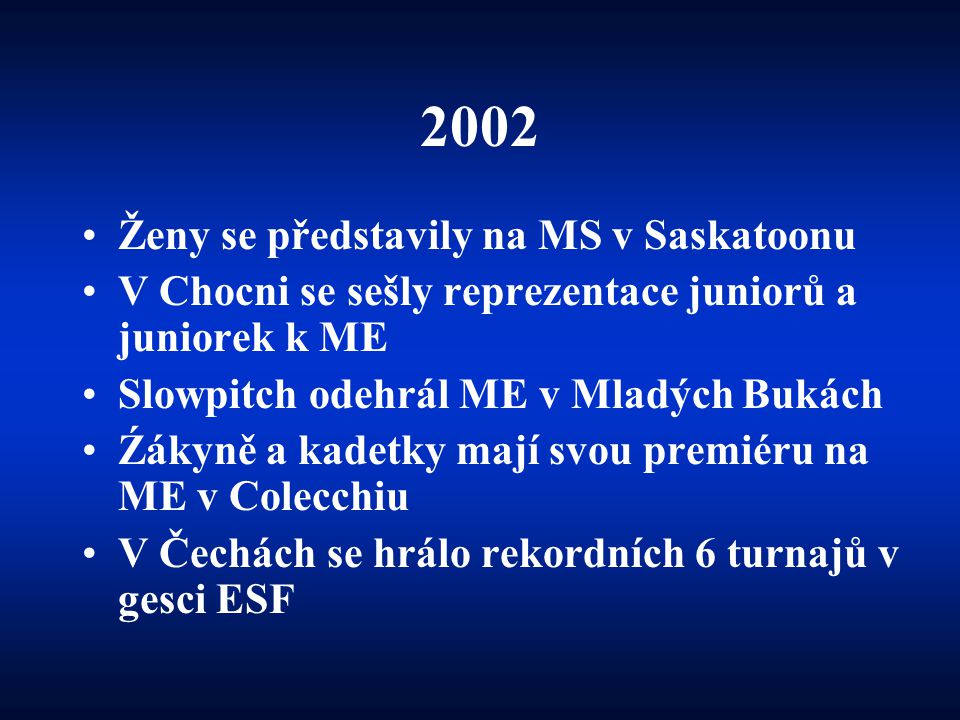 2002 Ženy se představily na MS v Saskatoonu