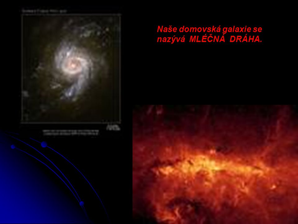 Naše domovská galaxie se nazývá MLÉČNÁ DRÁHA.