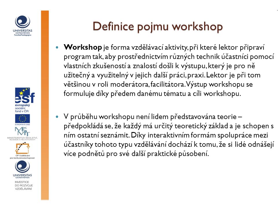 Definice pojmu workshop