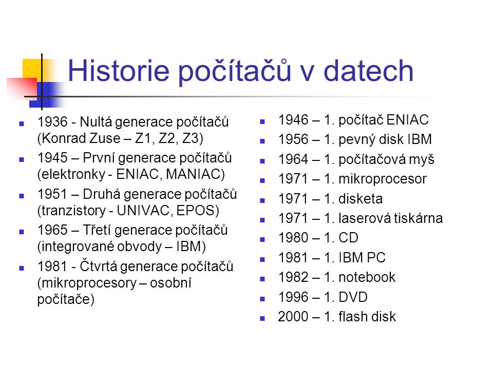 Historie počítačů v datech