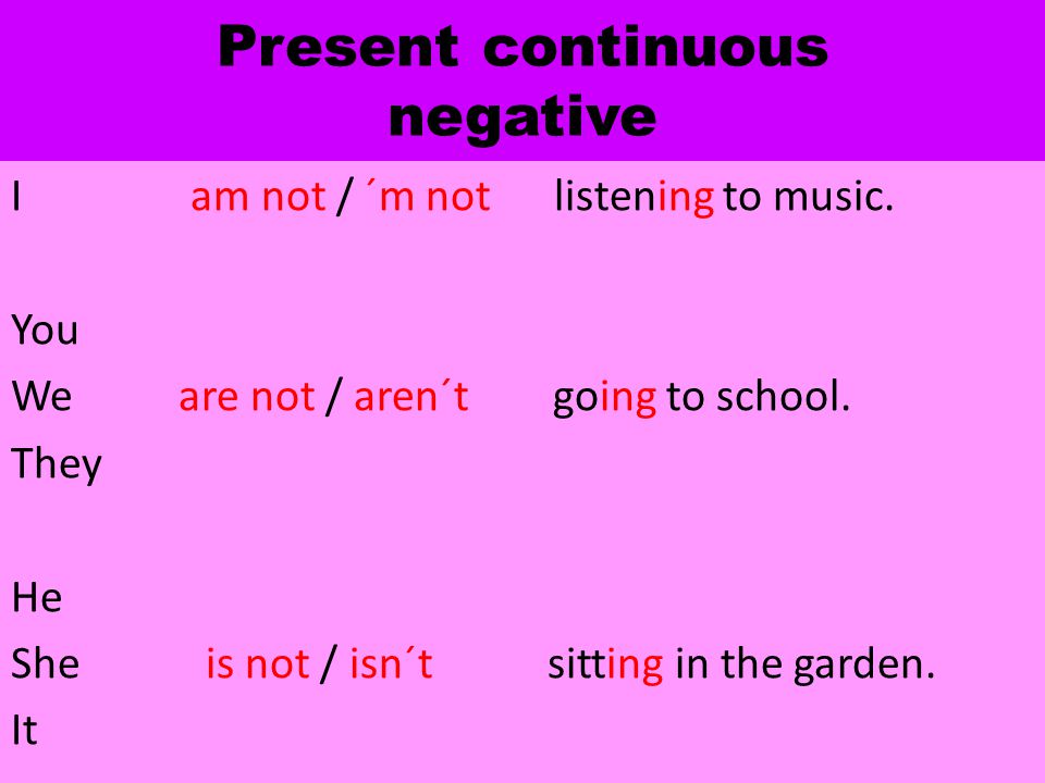 Present continuous negative